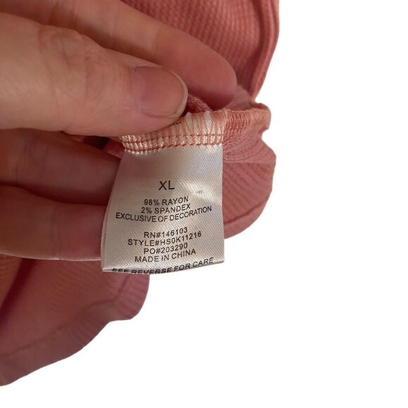 Hippie Rose NWT XL lace collar trim ribbed pink shirt sleeve blouse - Picture 4 of 8